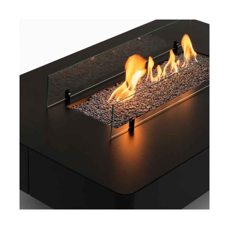 Planika - Outdoor-Gas-Kamin 46x106 cm 10kW schwarz + Schutzabdeckung
