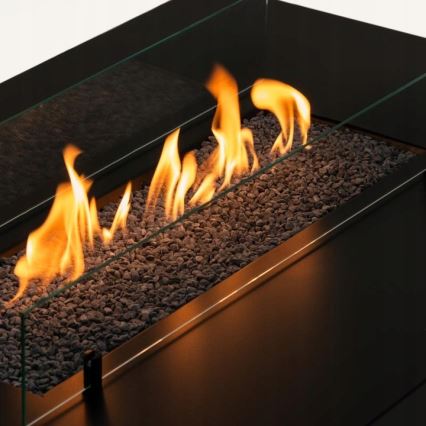 Planika - Outdoor-Gas-Kamin 46x106 cm 10kW schwarz + Schutzabdeckung