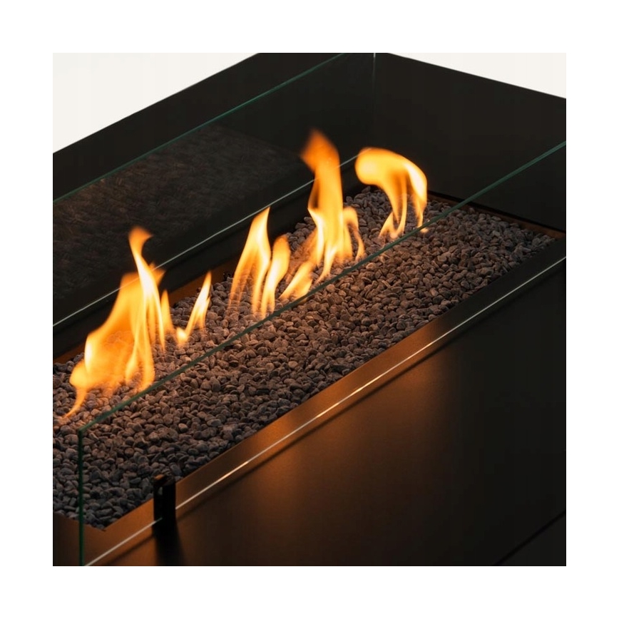 Planika - Outdoor-Gas-Kamin 46x106 cm 10kW schwarz + Schutzabdeckung