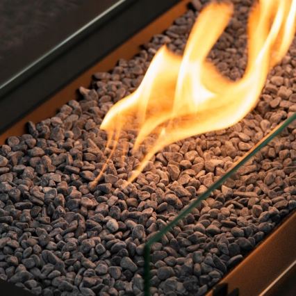 Planika - Outdoor-Gas-Kamin 46x106 cm 10kW schwarz + Schutzabdeckung