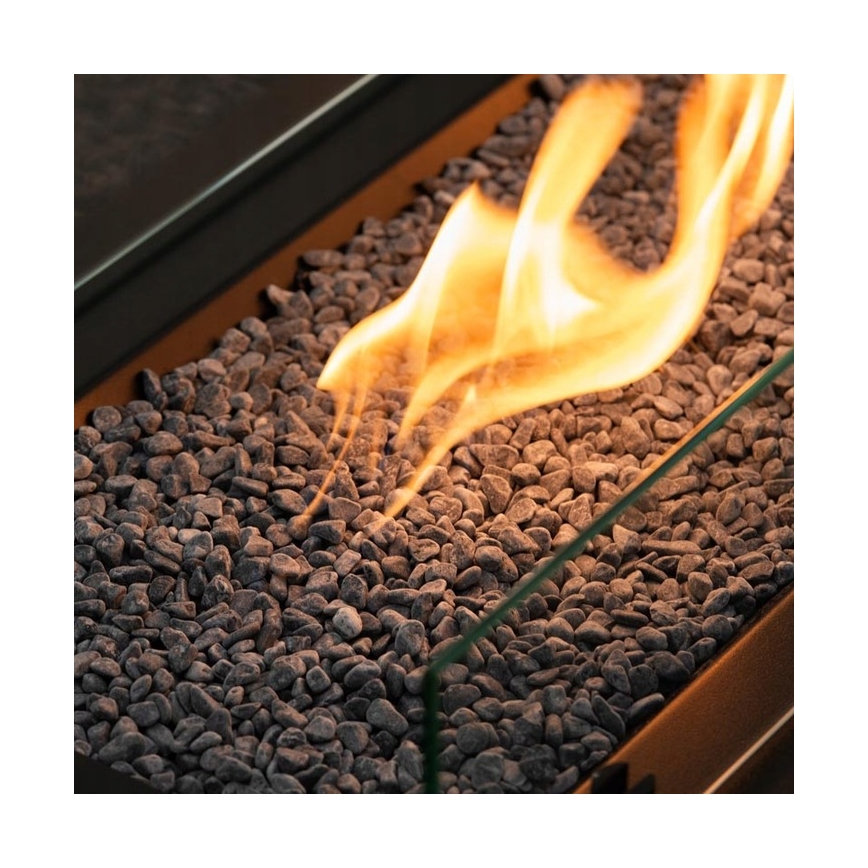 Planika - Outdoor-Gas-Kamin 46x106 cm 10kW schwarz + Schutzabdeckung