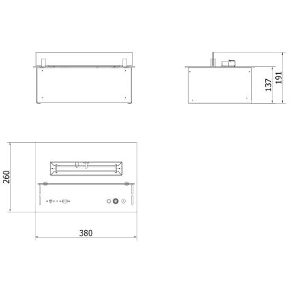 Planika - BIO-Einbaukamin mit Fernbedienung 19,1x38 cm 2,5kW/230V schwarz