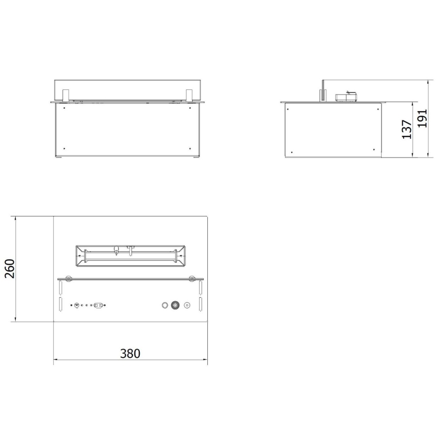 Planika - BIO-Einbaukamin mit Fernbedienung 19,1x38 cm 2,5kW/230V schwarz