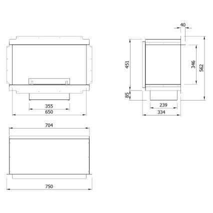 Planika - Universal BIO-Einbaukamin mit Fernbedienung 56,2x75 cm 2,5kW/230V