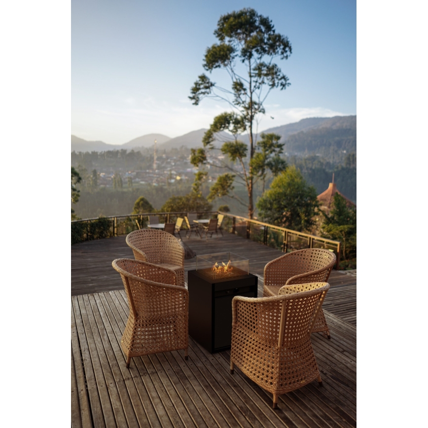 Planika - Outdoor-Gas-Kamin 79,7x48 cm 10kW schwarz + Schutzabdeckung