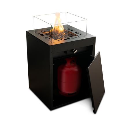 Planika - Outdoor-Gas-Kamin 79,7x48 cm 10kW schwarz + Schutzabdeckung