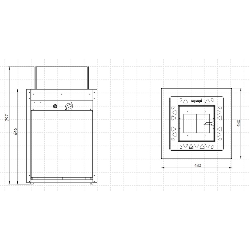 Planika - Outdoor-Gas-Kamin 79,7x48 cm 10kW schwarz + Schutzabdeckung