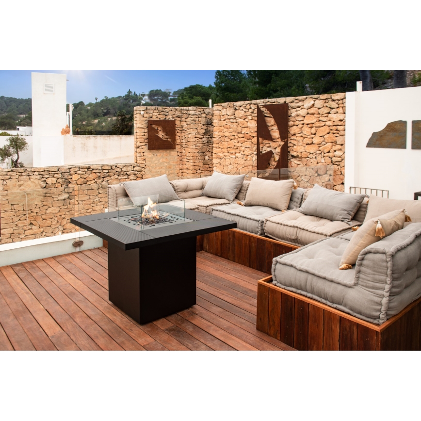 Planika - Outdoor-Gas-Kamin 79,7x90 cm 10kW schwarz + Schutzabdeckung