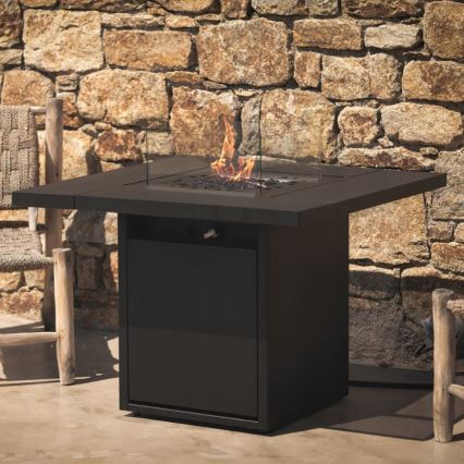 Planika - Outdoor-Gas-Kamin 79,7x90 cm 10kW schwarz + Schutzabdeckung