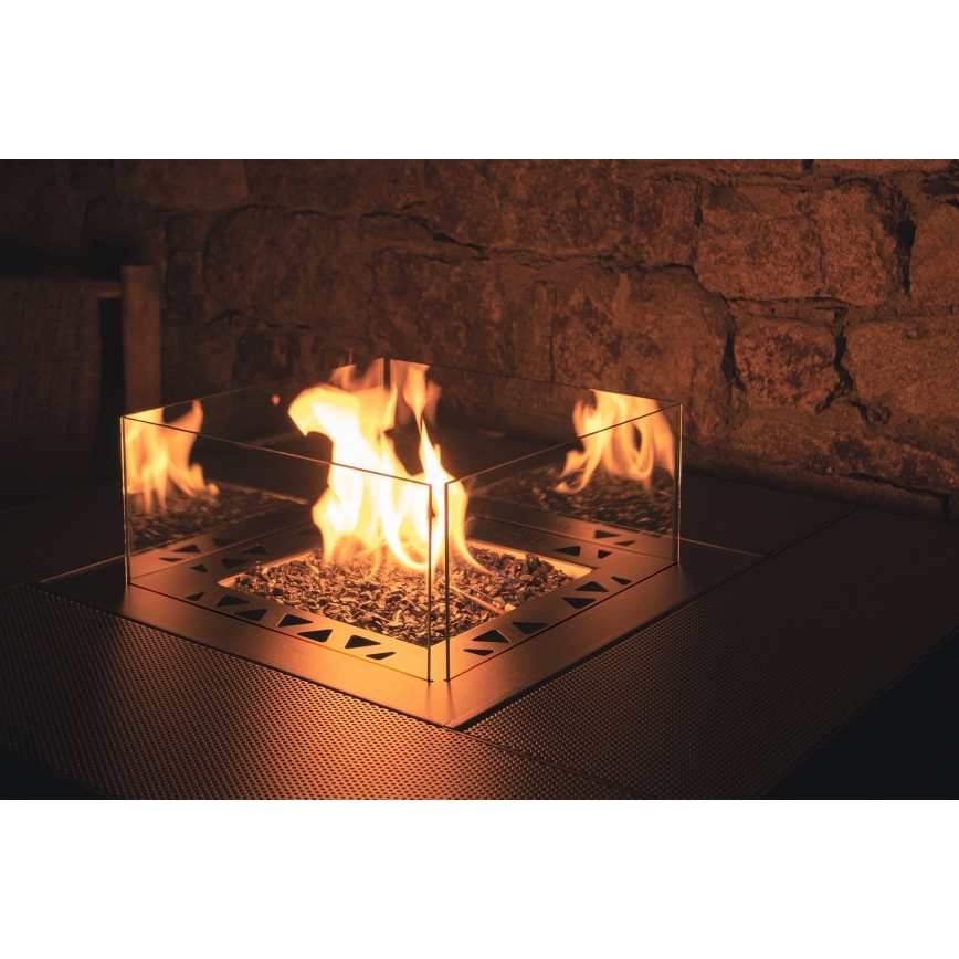 Planika - Outdoor-Gas-Kamin 79,7x90 cm 10kW schwarz + Schutzabdeckung