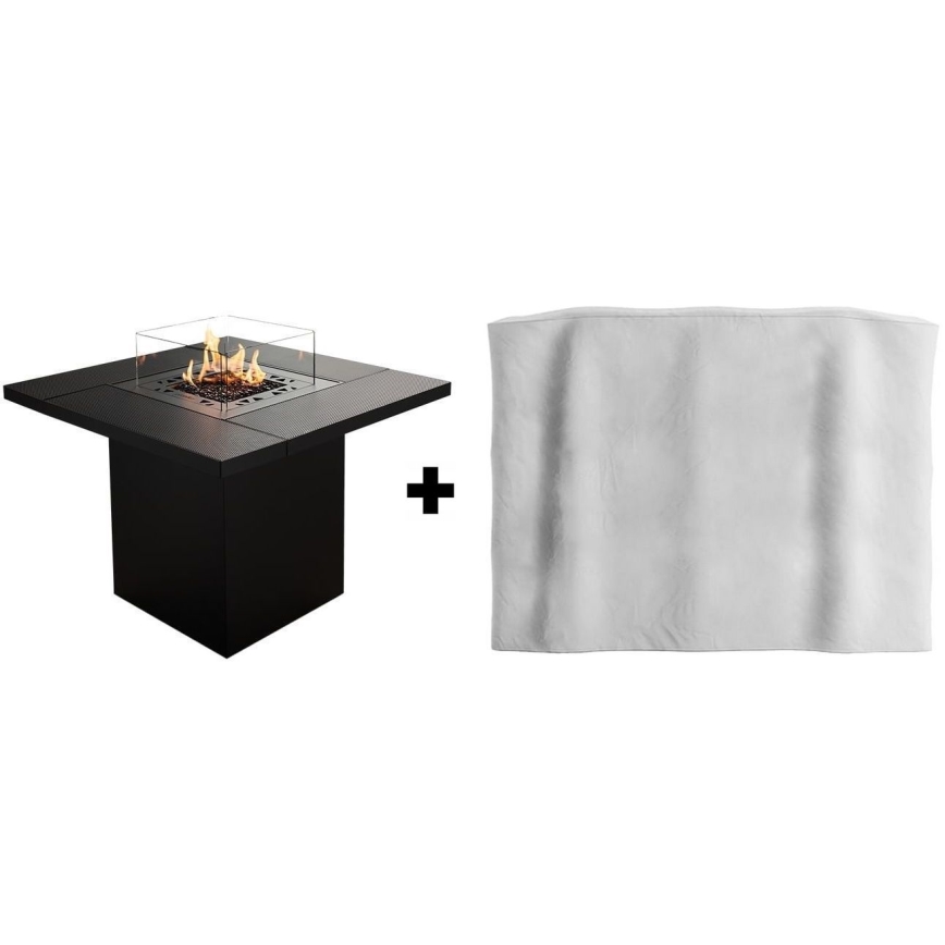 Planika - Outdoor-Gas-Kamin 79,7x90 cm 10kW schwarz + Schutzabdeckung