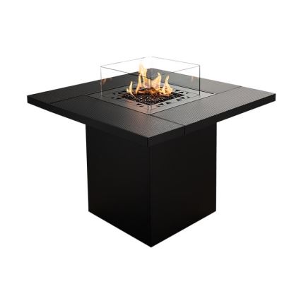 Planika - Outdoor-Gas-Kamin 79,7x90 cm 10kW schwarz + Schutzabdeckung