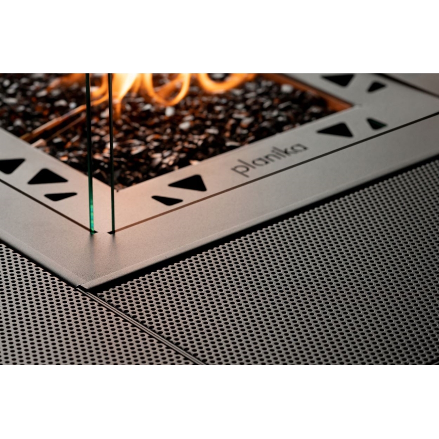 Planika - Outdoor-Gas-Kamin 79,7x90 cm 10kW schwarz + Schutzabdeckung