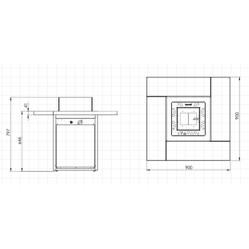 Planika - Outdoor-Gas-Kamin 79,7x90 cm 10kW schwarz + Schutzabdeckung