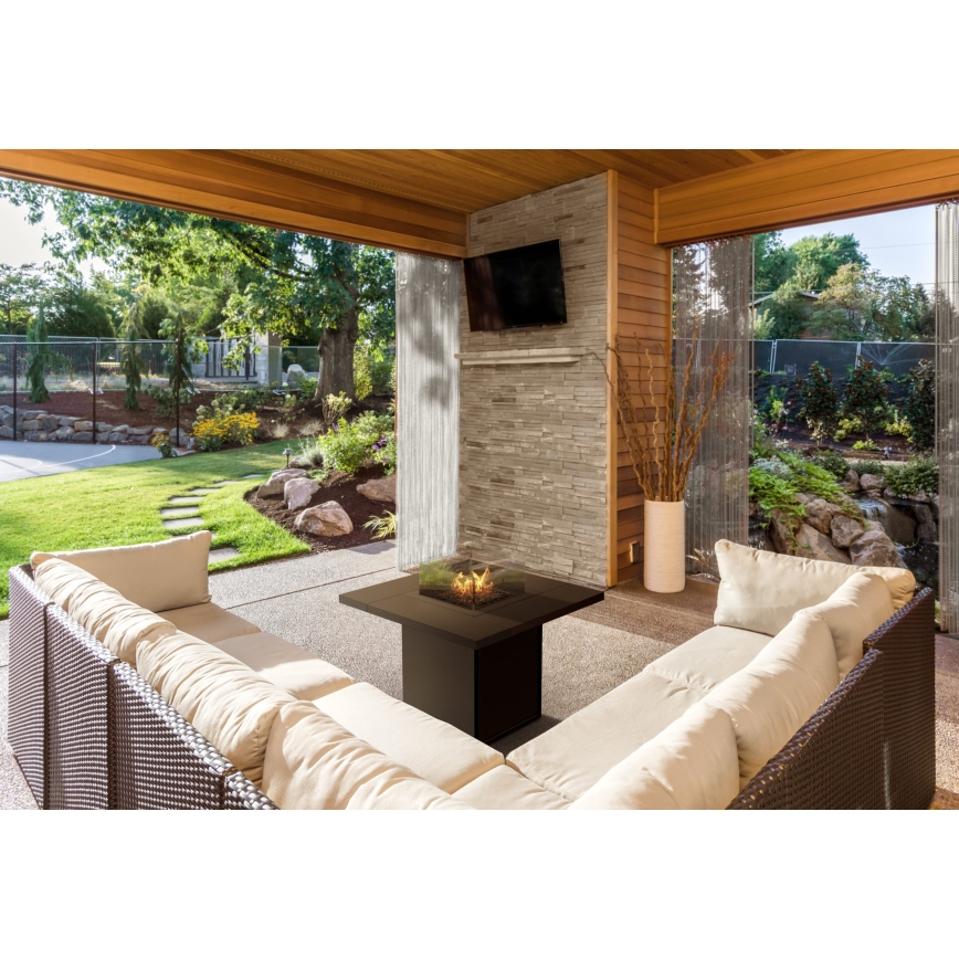 Planika - Outdoor-Gaskamin 79,7x90 cm 10kW 1xAAA schwarz + Schutzabdeckung