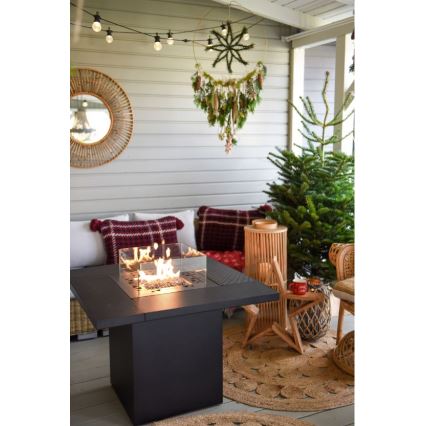 Planika - Outdoor-Gaskamin 79,7x90 cm 10kW 1xAAA schwarz + Schutzabdeckung