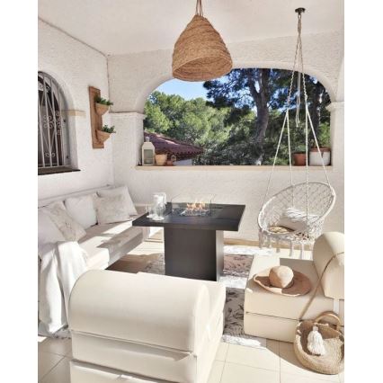 Planika - Outdoor-Gaskamin 79,7x90 cm 10kW 1xAAA schwarz + Schutzabdeckung