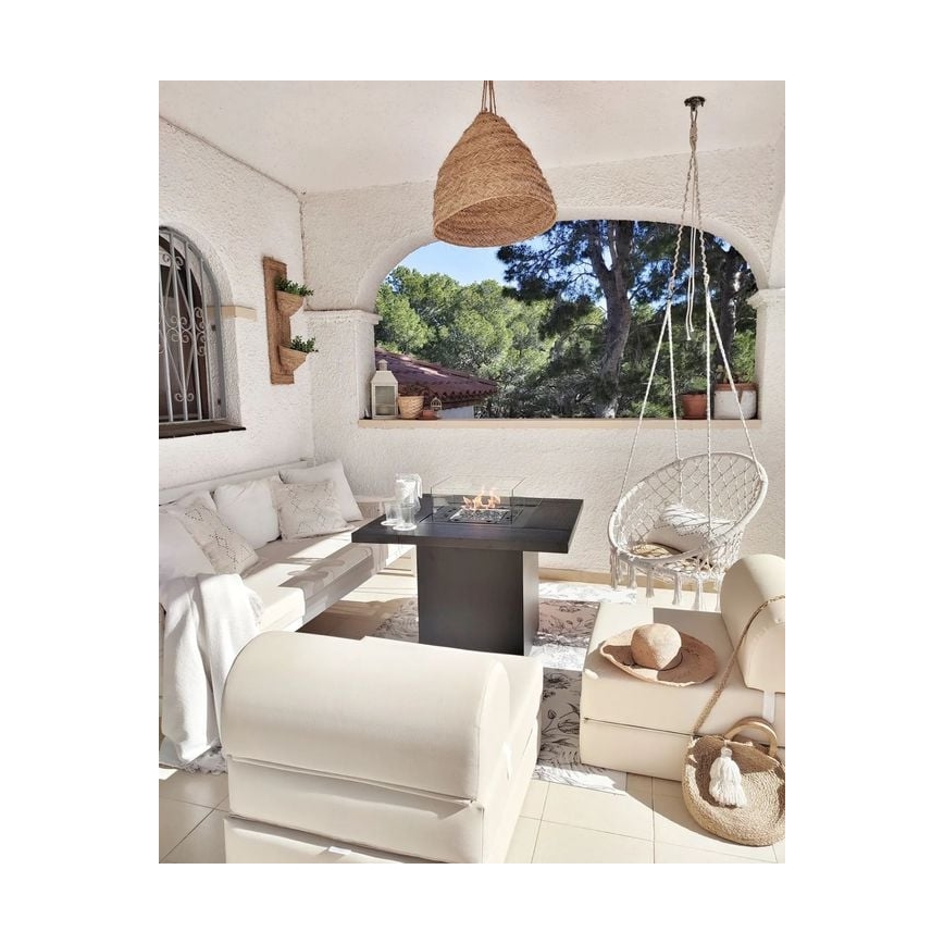 Planika - Outdoor-Gaskamin 79,7x90 cm 10kW 1xAAA schwarz + Schutzabdeckung