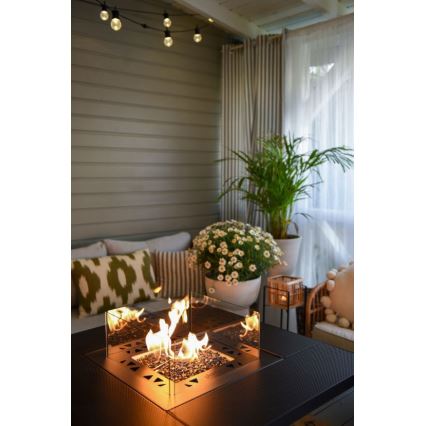 Planika - Outdoor-Gaskamin 79,7x90 cm 10kW 1xAAA schwarz + Schutzabdeckung