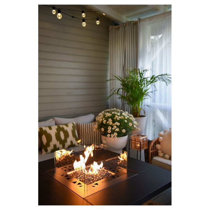 Planika - Outdoor-Gaskamin 79,7x90 cm 10kW 1xAAA schwarz + Schutzabdeckung