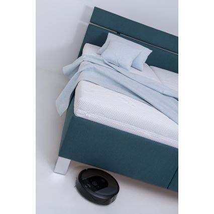Polsterbett ALIS 180x200 cm mit Matratze und Bettkasten, petrol