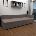 Polsterbett AMSTERDAM 90x200 cm mit wendbarem Kopfteil und Stauraum, beige
