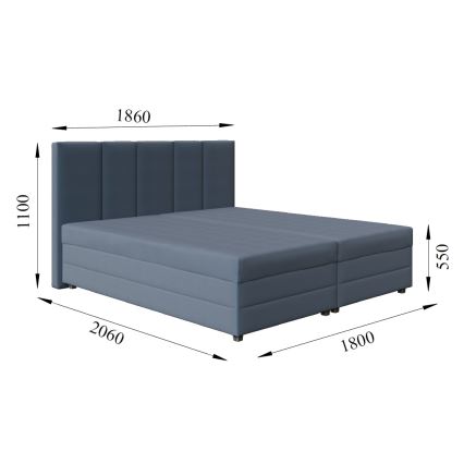 Polsterbett mit Federkernmatratze und Stauraum ISABEL 180x200 grau