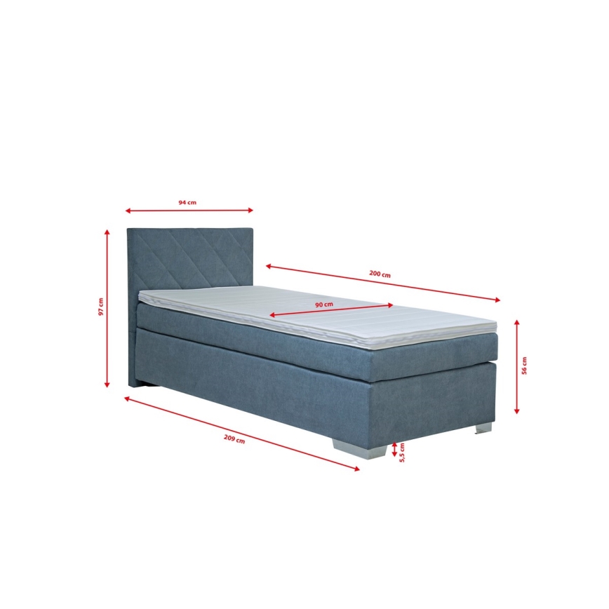 Polsterbett mit Matratze IDA 90x200 cm blau