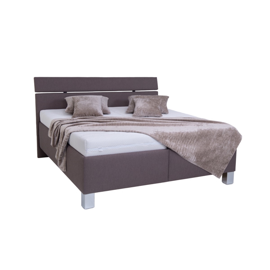 Polsterbett mit Matratze und Stauraum ALIS 160x200 cm braun