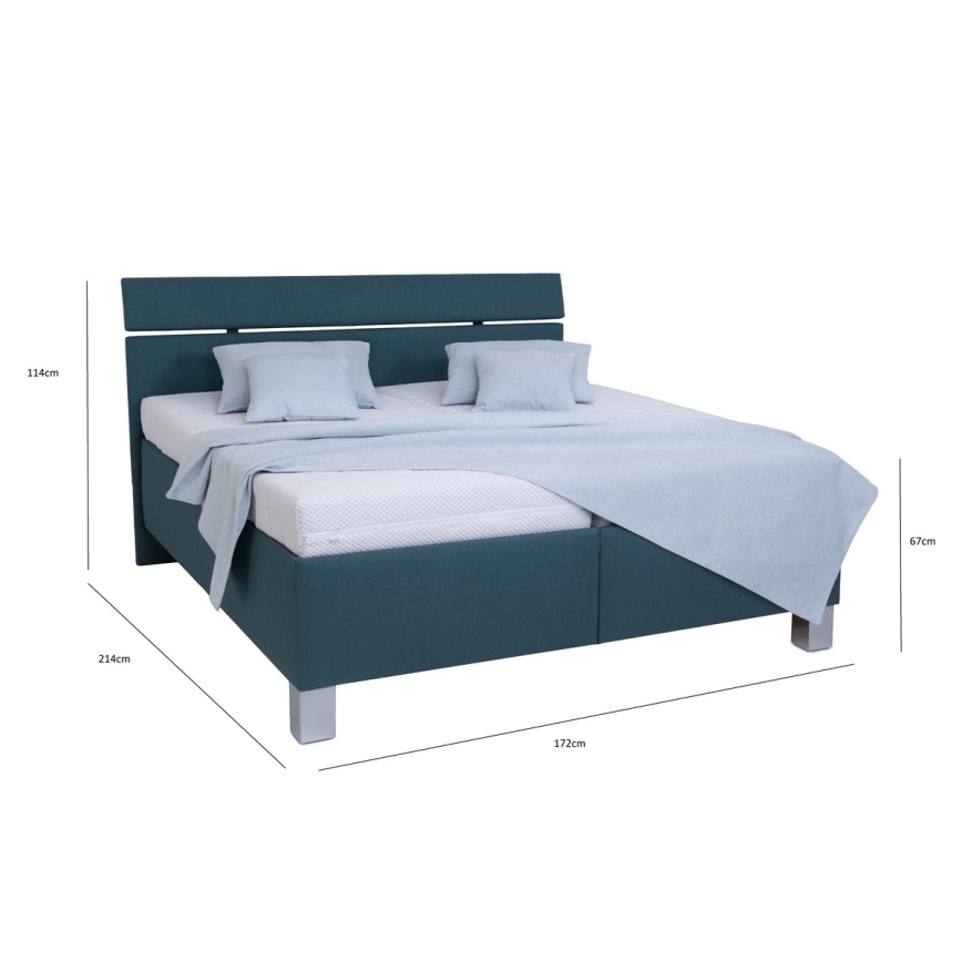 Polsterbett mit Matratze und Stauraum ALIS 160x200 cm petrolblau