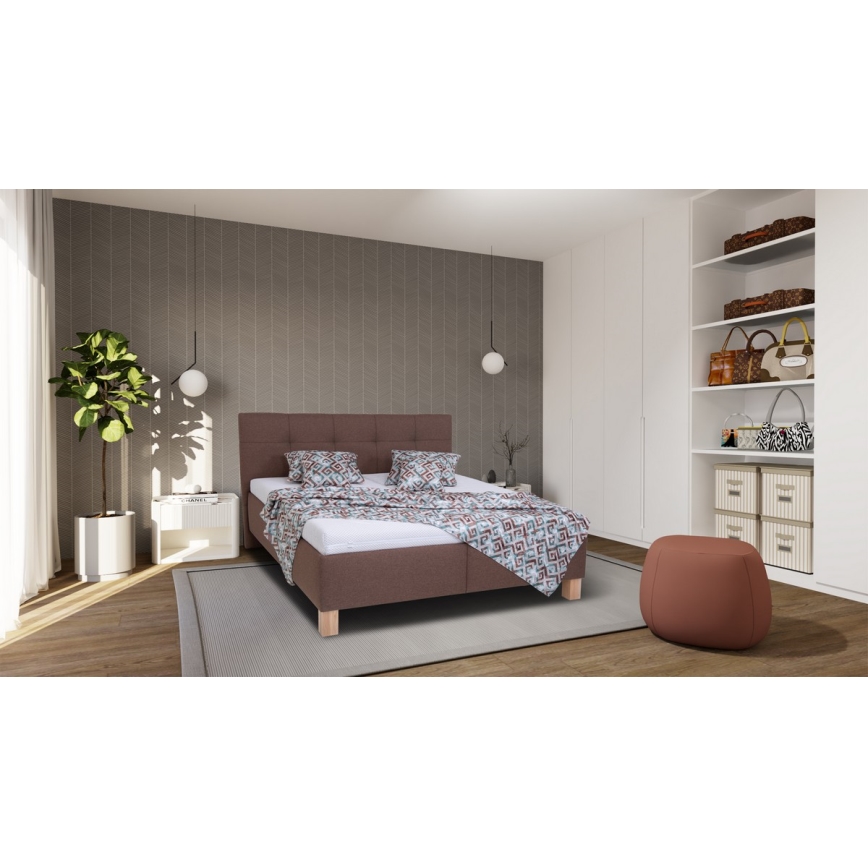 Polsterbett mit Matratze und Stauraum MARIA 180x200 cm braun