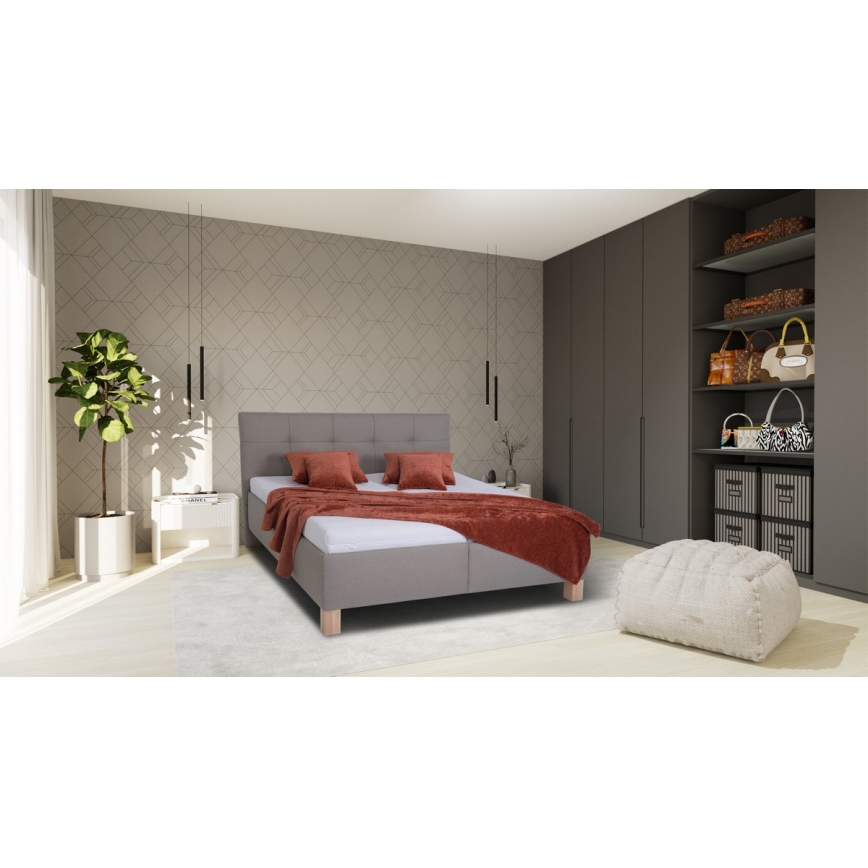 Polsterbett mit Matratze und Stauraum MARIA 180x200 cm taupe