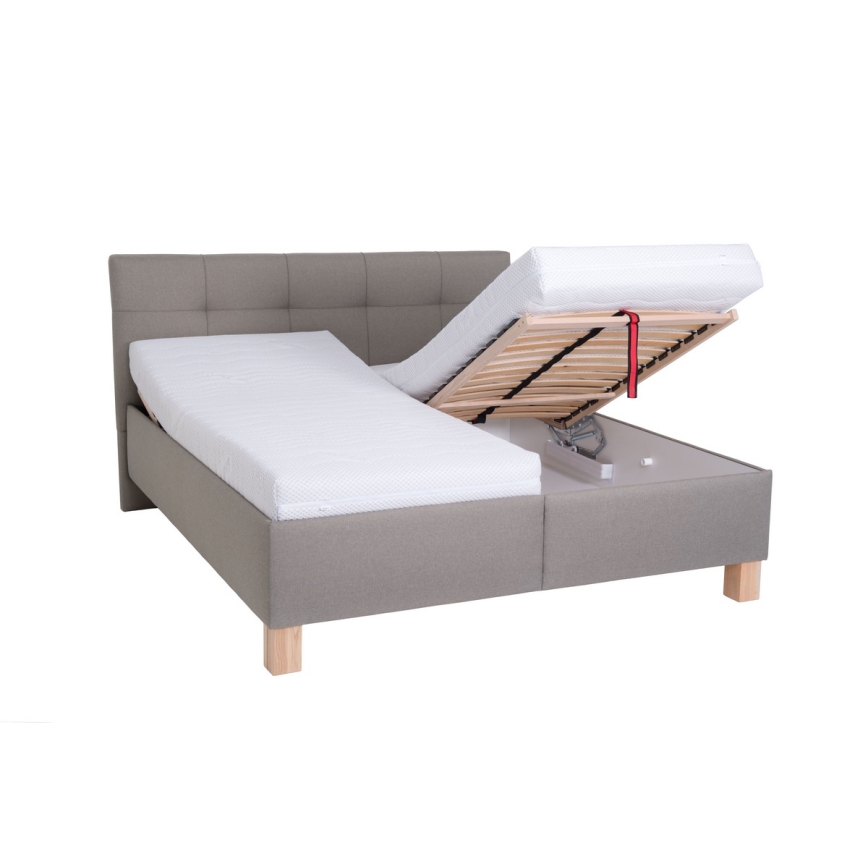 Polsterbett mit Matratze und Stauraum MARIA 180x200 cm taupe