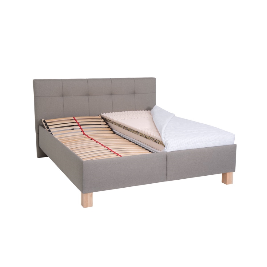 Polsterbett mit Matratze und Stauraum MARIA 180x200 cm taupe