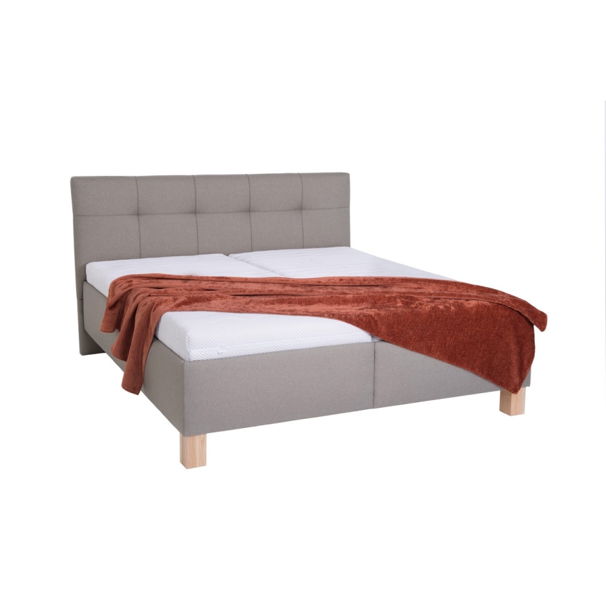 Polsterbett mit Matratze und Stauraum MARIA 180x200 cm taupe