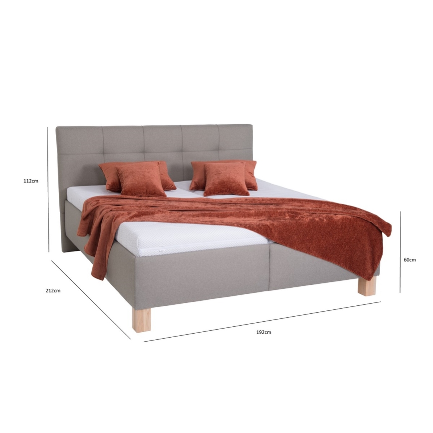 Polsterbett mit Matratze und Stauraum MARIA 180x200 cm taupe