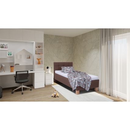 Polsterbett mit Matratze und Stauraum MARIA ONE 90x200 cm braun