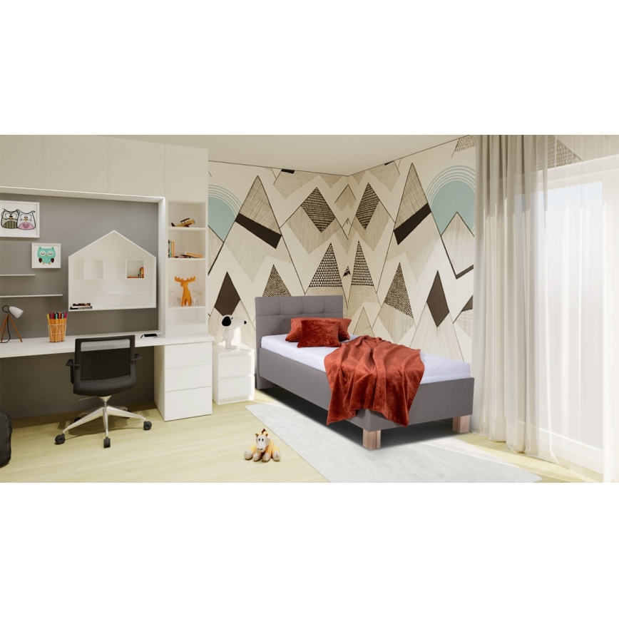 Polsterbett mit Matratze und Stauraum MARIA ONE 90x200 cm taupe