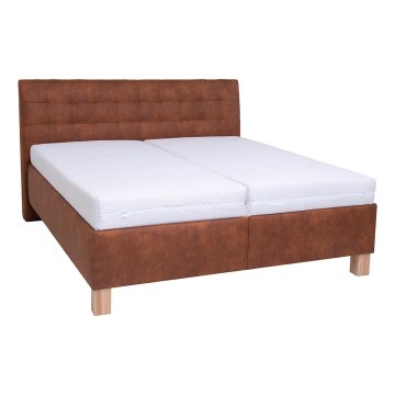Polsterbett mit Matratze und Stauraum VIOLET 160x200 cm cognac braun