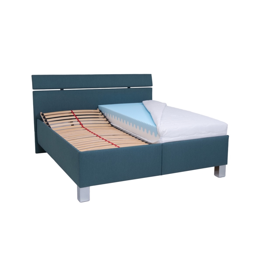 Polsterbett mit Stauraum ohne Matratze ALIS 160x200 cm petrolblau