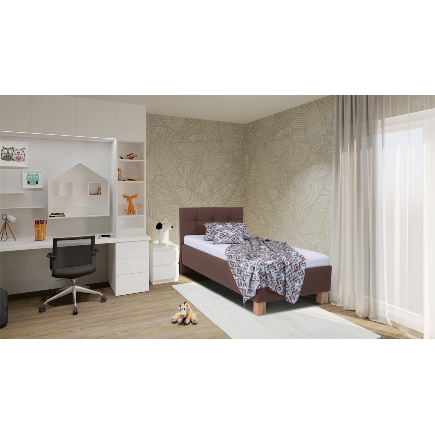 Polsterbett mit Stauraum ohne Matratze MARIA ONE 90x200 cm braun