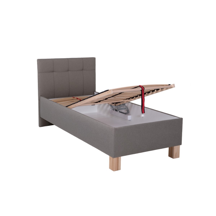 Polsterbett mit Stauraum ohne Matratze MARIA ONE 90x200 cm taupe