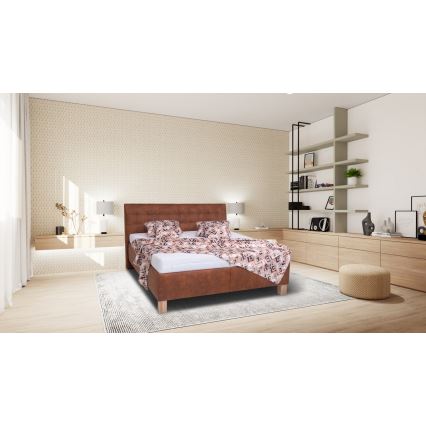Polsterbett mit Stauraum ohne Matratze VIOLET 160x200 cm cognac braun