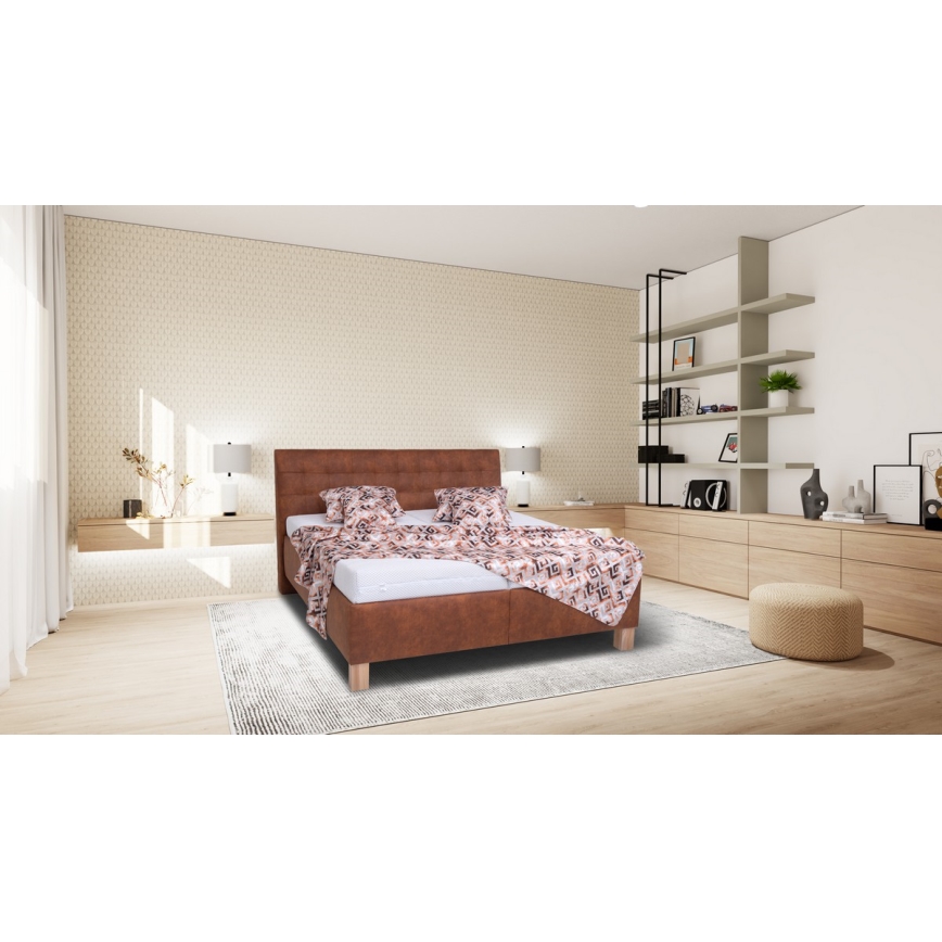 Polsterbett mit Stauraum ohne Matratze VIOLET 160x200 cm cognac braun