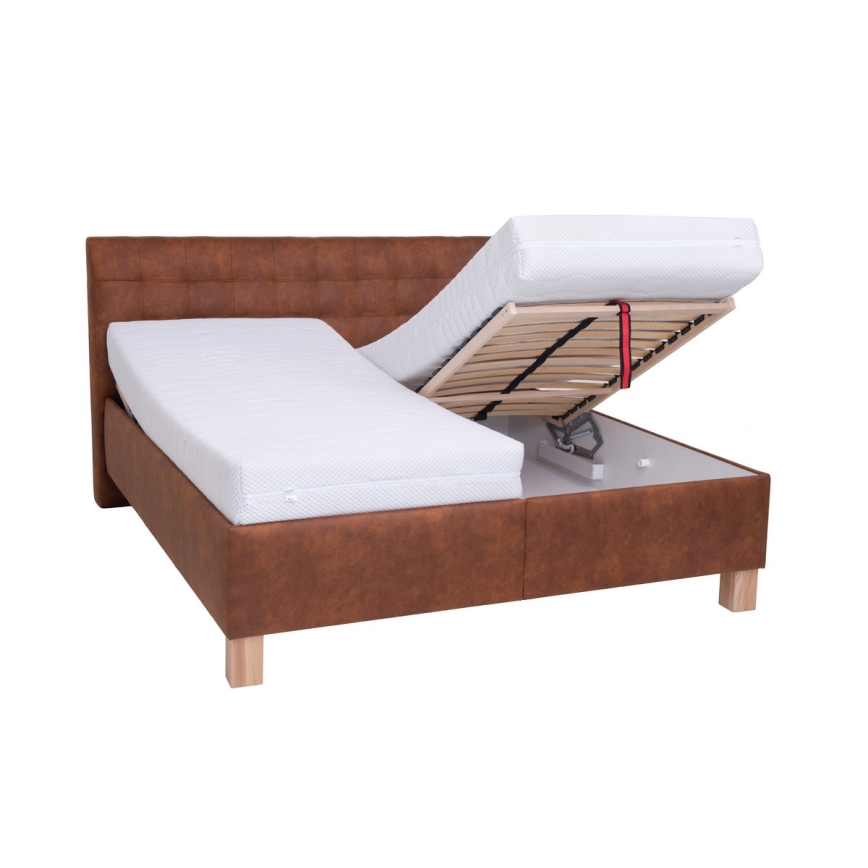 Polsterbett mit Stauraum ohne Matratze VIOLET 160x200 cm cognac braun