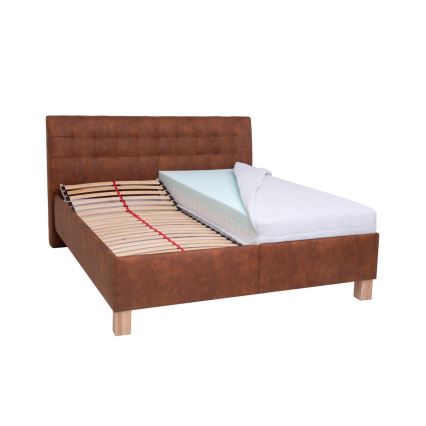 Polsterbett mit Stauraum ohne Matratze VIOLET 160x200 cm cognac braun