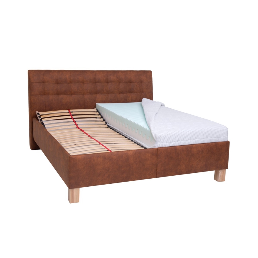 Polsterbett mit Stauraum ohne Matratze VIOLET 160x200 cm cognac braun