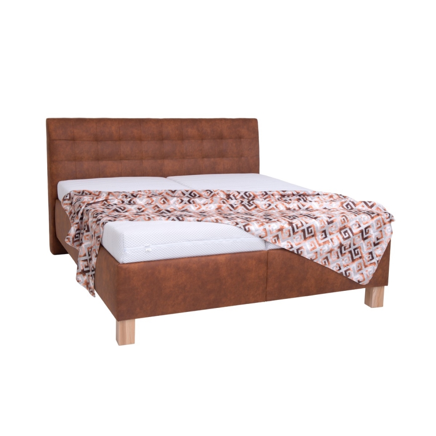 Polsterbett mit Stauraum ohne Matratze VIOLET 160x200 cm cognac braun