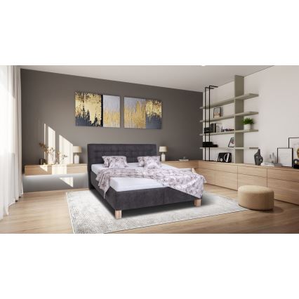 Polsterbett mit Stauraum ohne Matratze VIOLET 160x200 cm dunkelgrau