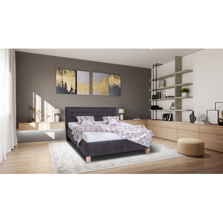 Polsterbett mit Stauraum ohne Matratze VIOLET 160x200 cm dunkelgrau